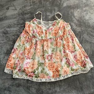 Torrid Floral Spaghetti Strap Blouse Top